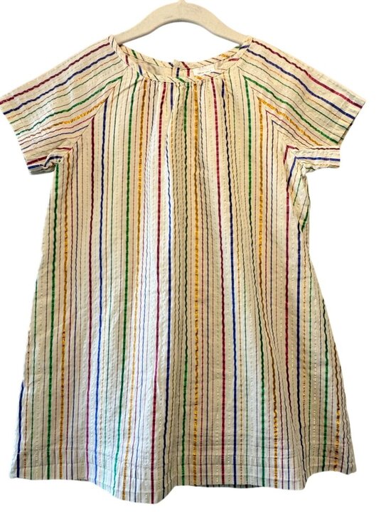 HANNA ANDERSSON Metallic Striped Dress Girls 6-7 120 Rainbow Shimmer Tunic Top - Picture 1 of 8